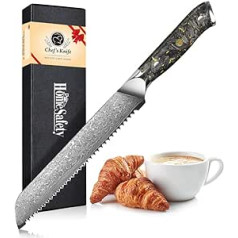 Home Safety Bread Knife Serrated 20 cm - Kitchen Knife Damascus Knife Professional Bread Knife Extra Sharp 17.8 cm Blade Made of 67 Layers VG-10 Damascus Steel, Ergonomic Handle with Gift Box