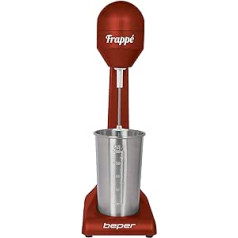 Beper - Electric Stand Mixer for Milkshakes, Frappés, Smoothies and Cocktails, 2 Courses, Aluminium Container 0.5 L, 100 W, Red