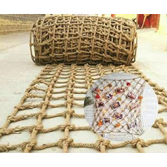 Rope Net for Playground - Decorative Jute Hemp Net, Tree House, Climbing, Child Safety Net, Stairs, Balcony, Railing, Protective Net, Durable Hemp Rope, Cargo Net (Jute, 1 m x 5 m (3.28 ft x 16.40