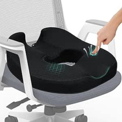 Zhooge Seat Cushion Orthopaedic Seat Ring Haemorrhoids Coccyx Cushion, Doughnut Seat Ring Coccyx Relief for Car, Sofa, Office & Wheelchair, Black, 44.5 x 47.0 x 14 cm