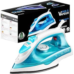 Retoo Steam Iron, Iron, Steam Boost 1200 W, Teflon Base, 150 ml Water Tank, Vertical Steam, Lubricity, Steam Boost, Fast Heating and Efficient Ironing, Cable, 220 V, White, Blue