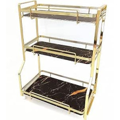 Bathroom Countertop Organiser, 2-Tier Golden Makeup Stand for Dresser, Cosmetic Skincare Lotion Holder, Vanity Storage Rack, Perfume Tray (3-Tier Black)