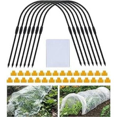 G-LEAF Greenhouse Hoops Grow Tunnel, Steel Plant Tunnel, Garden Tunnel, Bird Repellent Net, Outdoor Home Essential Ground Arch, Greenhouse Garden Net with 2.5 x 5.5 m, 8s PE Film, Pack of 8, 50 x 47