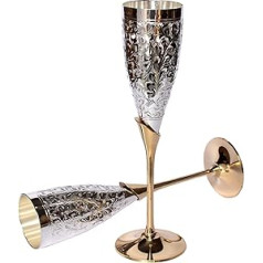 StonKraft - graviert versilbert pure messing premium becher champagner flutes coupes weinglas set