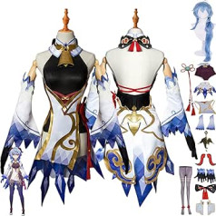Tjmiaohao Genshin Impact Ganyu Cosplay Costume Outfit Toy Figures Raiden Shogun Uniform Full Set Women Girls Halloween Party Dress Up Suit with Wig