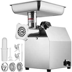 VEVOR Electric Meat Grinder Stainless Steel Meat Machine 3.76 kg/Minute Minced Meat, 650 W Multi Food Processor, Sausage Filler, Includes 2 Cutting Plates, 1 Sausage Tube, 2 Blades for Beef, Chicken,