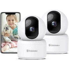 GALAYOU 2K Indoor Surveillance Camera, WiFi IP Camera Surveillance Indoor WiFi Camera, 360° Dog Camera, Two-Way Audio, Baby Monitor with Camera, Works with Alexa & Google Home G2-2P