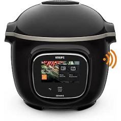 Krups CZ9128 Cook4Me Touch Multicooker, Pressure Cooker, Dishwasher Safe 6 L Container for up to 6 People, WiFi, Cook4Me App, Unlimited Recipe Variety, 13 Cooking Programmes, Black