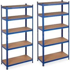 Relaxdays Heavy Duty Shelving Unit 875kg 5 Tier Stackable Basement Garage Steel H180 x W90 x D40 cm Blue