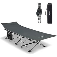 Kingcamp Folding Camping Bed Ultralight Camping Lounger Foldable with Side Pocket Foldable Guest Bed for Outdoor Indoor Camping Garden Travel Caravan Accessories 190 x 67 cm