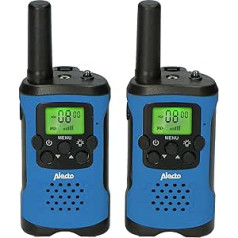 Alecto FR-115 Set of Two Walkie Talkies for Children - Walki Talki with Range up to 7 Kilometres - 8 Channels - Integrated Torch - Illuminated Display - Blue/Black