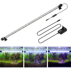 Bellalicht LED Aquarium Light With Timer, Aquarium Lamp, White Blue Light With Built-in Dimmer Timer, 10 Brightness Levels, IP67 Waterproof Light for Fish Tank Plants