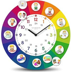 Cander Berlin MNU 11930 R Children's Wall Clock Silent 30 cm Silent Magnetic Photos Children's Room Daily Schedule Learning Clock Children's Room Analogue without Ticking Noises Girls Boys