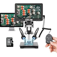 Esslnb 7 Inch LCD Digital Microscope 1200X 1080P Video Microscope with 32GB Card USB Microscope Camera Remote Control 8 LED Light & 2 Fill Lights Video Recorder for PC Windows Mac