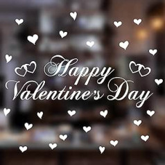 Fenster-Aufkleber, Motiv: Happy Valentines, weiß Valentinstag-Fensteraufkleber von Stickers4.