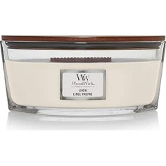 WoodWick Elliptical Scented Candle with Crackle Wick, Linen, Up to 50 Hours Burn Time