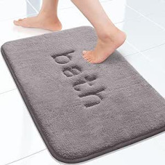 Granbest Thick Memory Foam Bath Mat, Extra Soft Non-Slip Bathroom Rug, Super Absorbent Machine Washable Door Mat for Bathroom, Kitchen (40x60cm, Light Grey)