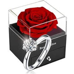 SWEETIME Red Eternal Rose, Infinity Roses Real Eternal Preserved Flowers, Romantic Gift Rose Box, for Women, Wife, Mother's Day, Valentine's Day, Birthday, Engagement, Wedding Anniversary