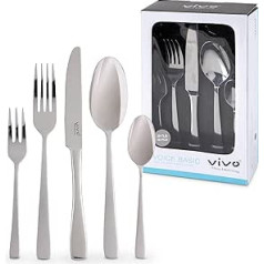 Villeroy & Boch Vivo Group Voice Basic cutlery set 30 pieces, made of easy-care, rustproof stainless steel cutlery set, silver, table cutlery 30 pieces