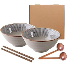 Sdfvsdf Japanese Ramen Ceramic Bowl, Large Soup Bowl with Chopsticks, Pasta Bowls, Soup Bowls, Salad Bowls, Feeding Bowls Container for Pho, Ramen - 1100 ml