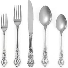 SHEUMNT Beautiful Retro Royal Silver Stainless Steel 20 Piece Cutlery Set, Cutlery Set, Stainless Steel, Utensils