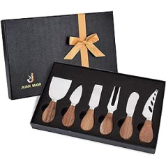 JLIAN MIOR Exquisite 6-Piece Cheese Knife Set, Complete Cheese Knife Set Collection Made of Stainless Steel (Acacia Wood Handle)