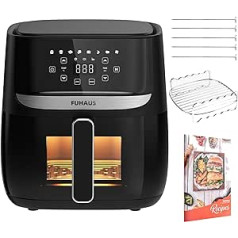 FUHAUS AF600A-W Air Fryer 6L with Viewing Window, Non-Stick Basket