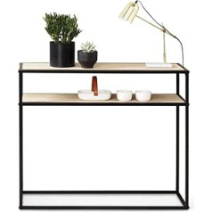 Lifa Living - Console Table with 2 Shelves, Sturdy Side Table Made of Wood & Metal, Shelf for Living Room, Hallway, Bedroom, 100 x 30 x 85 cm