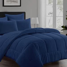 Duvet 135 x 200 cm, 4 Seasons Blue Summer/Winter Quilt, All-Year Duvet, Breathable, 200 GSM Filling, Microfibre Sleeping Blanket, Oeko-Tex Standard, Soft Cuddly Blanket, 135 x 200 cm