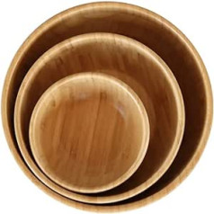 pandoo Bamboo Bowls, Fruit Bowl, Bamboo Bowl, Bowl Set, Salad Bowl, Bamboo Tableware, Fruit Basket, Wooden Bowl, Decorative Bowls, Set of 3 (Diameter 14/20/25 cm)