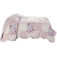 Delindo Lifestyle Patchwork Bedspread Roses in Country House Style, Bed Throw in Patchwork Design, 240 x 260 cm, Multi-Coloured