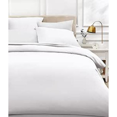 AmazonBasics - 400 Thread Count Cotton Sateen Duvet Cover Set 155 x 200 cm and 2 Pillowcases 80 x 80 cm, White