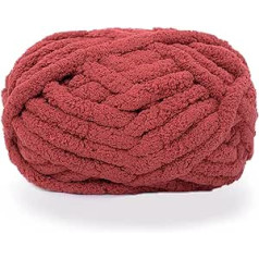 iKneonei 3 x 230 g Thick Wool Yarn Knitting Yarn, Super Soft Chenille Chunky Yarn, Wool Super Bulky for Carpets, Sofa Blankets, Blankets, Home Decoration, Arm Knitting Wool – Red