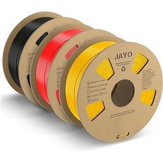 JAYO PLA+ Filament 1.75 mm, 3D Printer Filament PLA Plus 3.3 kg, Dimensional Accuracy +/- 0.02, 3 Spools PLA+ Black + Red + Yellow