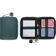 Melia Games Deluxe Playing Card Set - Premium Card Case Made of Finest Leather - Complete Set Including 2 Decks of Playing Cards, Notepad and Pencil (Designer Edition - Emerald)