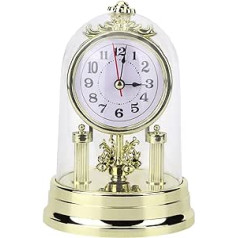 YUMILI Table Clock, European Retro Style, Silent Table Clock in Living Room Home Decor (Gold)