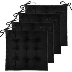 FlyGulls Chair Cushions for Dining Room, Office, Kitchen, 19 x 19 inch, Chair Cushions and Cushions, Comfort Seat Cushion with Ties, Black Velvet, Set of 4