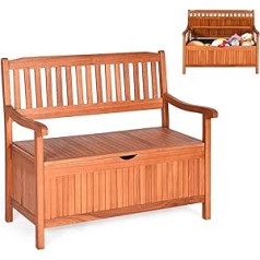 RELAX4LIFE 2-Seater Garden Bench with Storage Space, Solid Wood Bench, Chest Bench with Armrests and Backrest, Wooden Bench up to 360 kg Load Capacity, Rest Bench for Outdoor, Indoor, Patio, Garden,