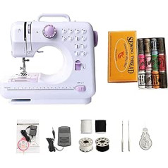 Coriver Portable Sewing Machine, 12 Stitches, 2-Speed Mini Sewing Machine, Electric Overlocker Machine, Embroidery Machine with LED Night Light and Foot Pedal, Household Sewing Tool for Beginners
