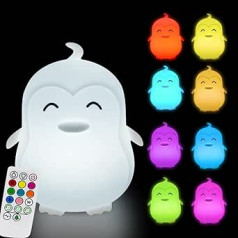Glinrui Large Penguin Night Light for Babies, Bedroom Light, Nursing Lamps, Children's Room Lamp, Anti-Rupture, Eye Care, Light Intensity Adjustable, Time Setting - Large (Luminous Flux 30.8 Lumens)