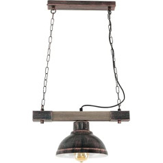 Licht-Erlebnisse HAKON Pendant Light Wood Metal in Copper Antique Living Room Dining Room Length 40 cm E27 Max. 60 W Rustic Vintage Pendant Lamp Dining Table