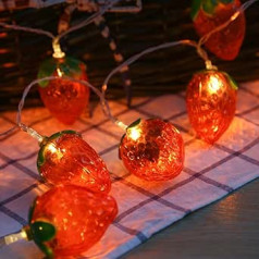 Fantasee 3M 20 LED Fairy Lights, Strawberry String Lights, Battery Operated Fantastic Lights for Bedroom, Baby Room, Children's Room, Birthday Party Decoration (3m, 20 LEDs, Strawberry)