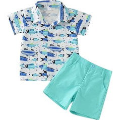 6M to 4Y Baby Clothes Set Toddler Boys Short Sleeve Cartoon Prints T Shirt Tops Shorts Child Kids Gentleman Outfits