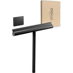 ovimar Tomma Shower Squeegee | Magnetic | No Drilling | Silicone with Steel Core | Black | Squeegee Lip 23.5 cm | for Cleaning Shower Screen, Tiles or Windows | with Magnetic Holder