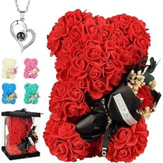 POHOMEGK Valentine's Day Rose Bear Gift for Her Rose Bear Cute Teddy Bear, Flower Bear, Christmas, Valentine's Day, Birthday Gift for Women