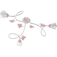 ONLI Ceiling Light 3-Bulb Metal White with Butterflies in Pink