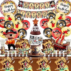102 Pieces Pirate Children's Birthday Decoration, Pirate Party Tableware Set, Pirate Balloons Birthday Decoration, Pirate Party Birthday Balloons Helium Boys, Pirate Theme Party Decoration Supplies