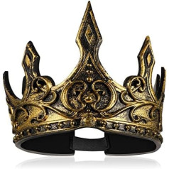 ABOOFAN Halloween King Crown for Men Antique Gold PU Foam Soft King Crown Adjustable Medieval Royal Headwear Performance Cosplay Prop Halloween Party Supplies (Random Pattern)