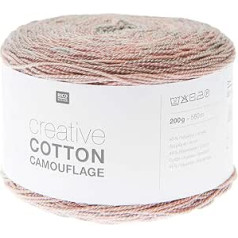 Rico Creative Cotton Camouflage 200 g 580 m | Bobbel Colour Gradient Yarn, Cotton Blend Yarn | Summer Wool for Knitting and Crocheting (02 rose garden)