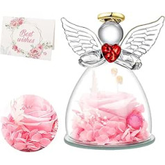 CEWROM Eternal Angel Rose, Eternal Flower Dome Glass Angel, Infinity Roses Gift Girlfriend Birthday, Birthday Gift for Women, Mum, Grandma, Mother's Day, Valentine's Day, Birthday, Main Decoration (Pink)
